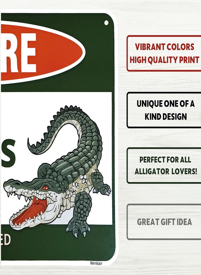 Venicor Beware Alligator Sign - 8 x 12 Inches - Aluminum - Alligator Warning Room Decor Gator Decoration Stickers Poster Stuff - Image 3